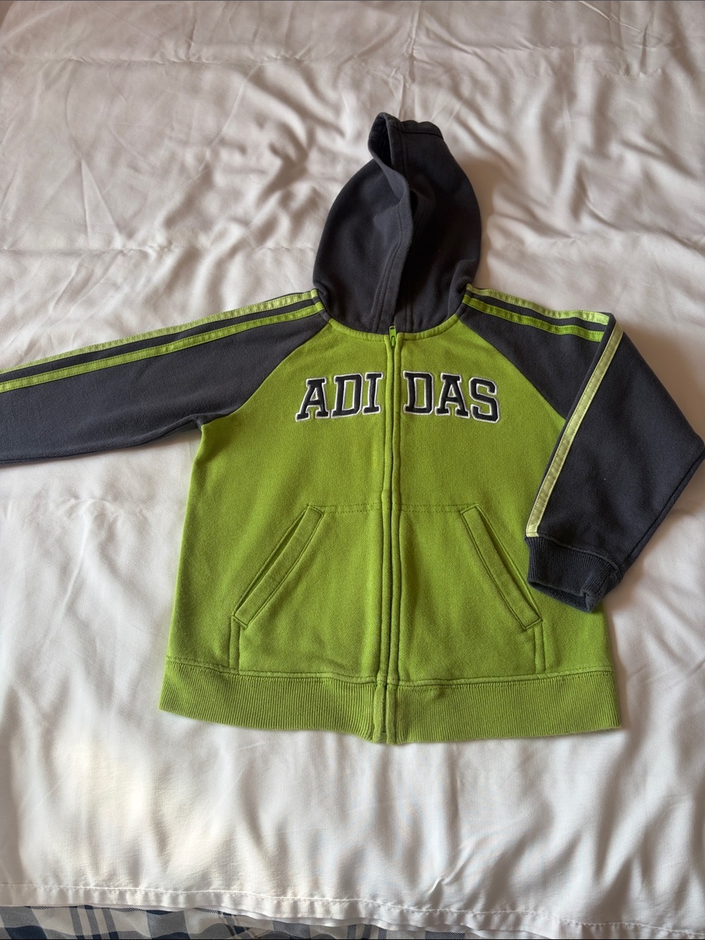 Adidas Kids' Green & Black Hooded Zip Fleece Jacket
